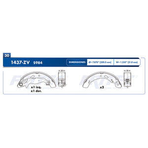 balata para freno de tambor fritec ford fiesta 2013  part: ow-1437-zv