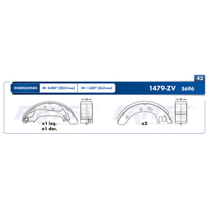 balata para freno de tambor fritec ford contour 1995  part: ow-1479-zv