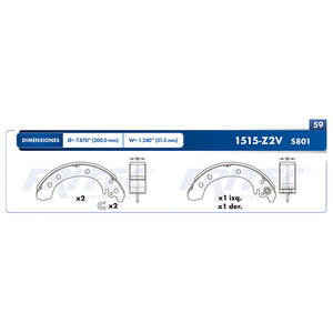 balata para freno de tambor fritec toyota corolla 2003  part: ow-1515-z2v