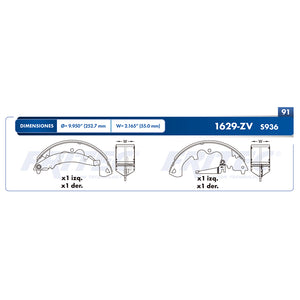 balata para freno de tambor fritec ford escape 2010  part: ow-1629-zv