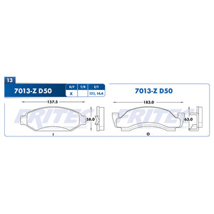balata para freno de disco fritec formula azul delantera para ford ltd 1980  part: m-7013-z