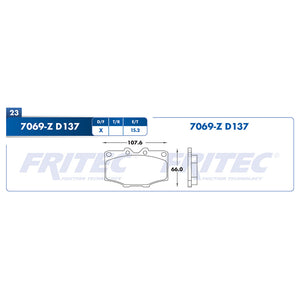 balata para freno de disco fritec formula azul delantera para toyota truck land cruiser 1990  part: m-7069-z