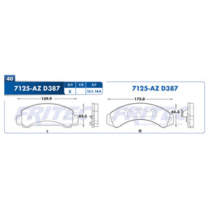 balata para freno de disco fritec formula azul delantera para ford truck aerostar 1990  part: m-7125-az