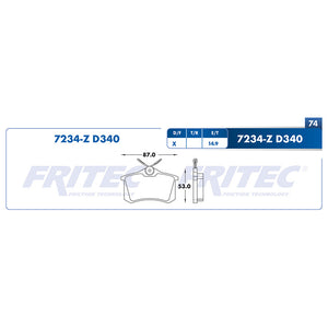 balata para freno de disco fritec formula azul trasera para peugeot 307 2003  part: m-7234-z