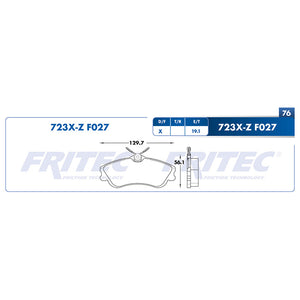 balata para freno de disco fritec formula azul delantera para peugeot truck partner 2004  part: m-723x-z