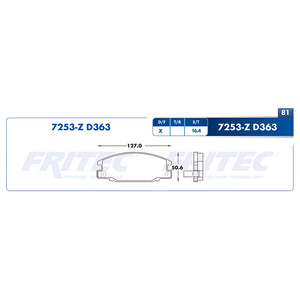 balata para freno de disco fritec formula azul delantera para isuzu truck trooper 1987  part: m-7253-z