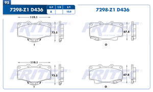 balata para freno de disco fritec formula azul delantera para toyota truck 4runner 1990  part: m-7298-z1