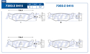 balata para freno de disco fritec formula azul trasera para chrysler daytona 1989  part: m-7303-z