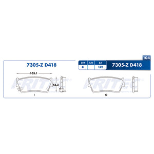 balata para freno de disco fritec formula azul delantera para chevrolet truck tracker 1989  part: m-7305-z