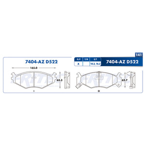 balata para freno de disco fritec formula azul delantera para plymouth voyager 1991  part: m-7404-az