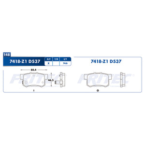 balata para freno de disco fritec formula azul trasera para acura ilx 2013  part: m-7418-z1