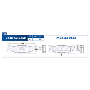 balata para freno de disco fritec formula specific trasera para chrysler 300m 1999  part: spc-7438-az