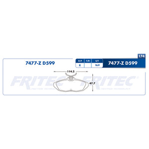 balata para freno de disco fritec formula specific trasera para ford cougar 1993  part: spc-7477-z