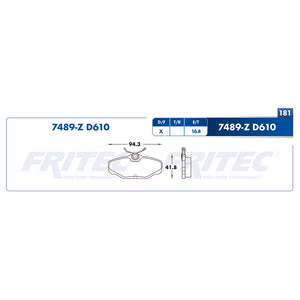 balata para freno de disco fritec formula specific trasera para chevrolet truck vagoneta 1996  part: spc-7489-z