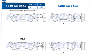 balata para freno de disco fritec formula azul trasera para jeep grand cherokee 1995  part: m-7502-az