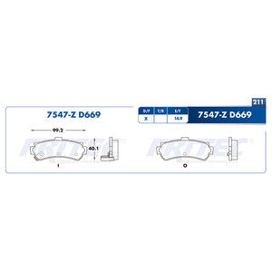 balata para freno de disco fritec formula azul trasera para nissan 200sx 1995  part: m-7547-z