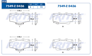 balata para freno de disco fritec formula azul delantera para toyota truck 4runner 2001  part: m-7549-z