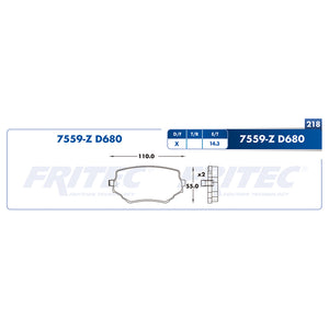 balata para freno de disco fritec formula azul delantera para chevrolet truck tracker 2005  part: m-7559-z