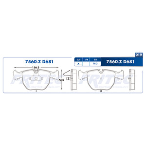 balata para freno de disco fritec formula specific delantera para bmw 530i 2001  part: spc-7560-z