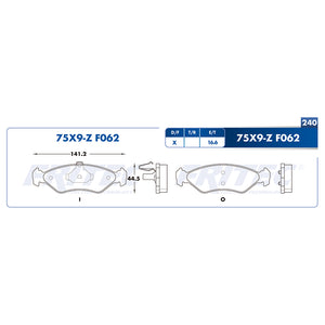 balata para freno de disco fritec formula azul delantera para renault r5 1984  part: m-75x9-z