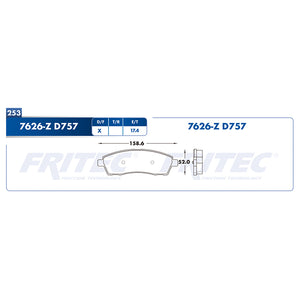 balata para freno de disco fritec formula azul trasera para ford truck excursion 2000  part: m-7626-z