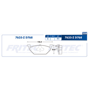 balata para freno de disco fritec formula azul delantera para volkswagen beetle 1998  part: m-7635-z