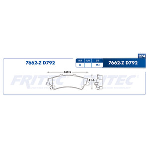 balata para freno de disco fritec formula specific trasera para chevrolet truck silverado 1500 1999  part: spc-7662-z
