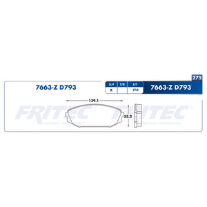 balata para freno de disco fritec formula specific delantera para acura truck mdx 2001  part: spc-7663-z