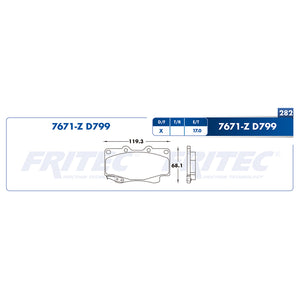 balata para freno de disco fritec formula azul delantera para toyota truck tacoma 2000  part: m-7671-z