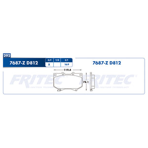 balata para freno de disco fritec formula azul delantera para toyota truck sequoia 2001  part: m-7687-z