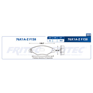 balata para freno de disco fritec formula azul delantera para peugeot 106 1997  part: m-76x1a-z