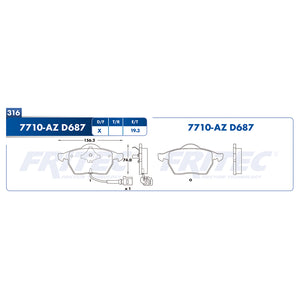 balata para freno de disco fritec formula specific delantera para audi tt 2001  part: spc-7710-az