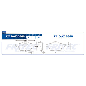 balata para freno de disco fritec formula specific delantera para audi a4 2004  part: spc-7715-az
