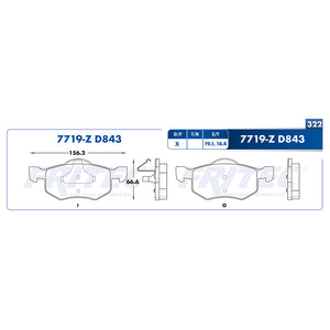 balata para freno de disco fritec formula azul delantera para ford truck escape 2001  part: m-7719-z