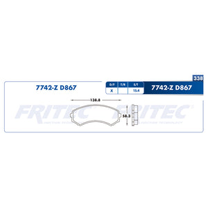 balata para freno de disco fritec formula azul delantera para mitsubishi truck endeavor 2004  part: m-7742-z