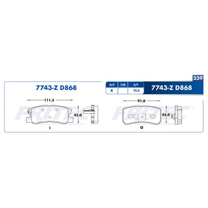 balata para freno de disco fritec formula specific trasera para chrysler 200 2011  part: spc-7743-z