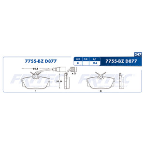 balata para freno de disco fritec formula specific trasera para seat truck alhambra 2002  part: spc-7755-bz