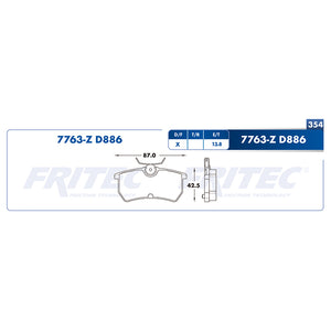 balata para freno de disco fritec formula azul trasera para ford focus 2000  part: m-7763-z