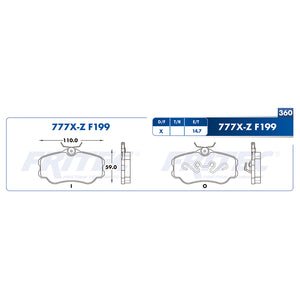 balata para freno de disco fritec formula azul delantera para volkswagen pointer gti 2001  part: m-777x-z