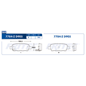 balata para freno de disco fritec formula azul trasera para infiniti g35 2003  part: m-7784-z