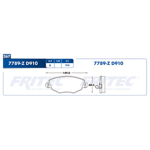 balata para freno de disco fritec formula azul delantera para ford mondeo 2001  part: m-7789-z