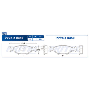 balata para freno de disco fritec formula azul delantera para volkswagen pointer gti  2000  part: m-779x-z