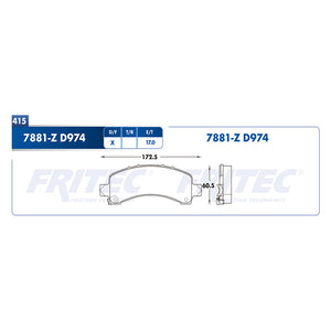 balata para freno de disco fritec formula azul trasera para cadillac truck escalade 2002  part: m-7881-z