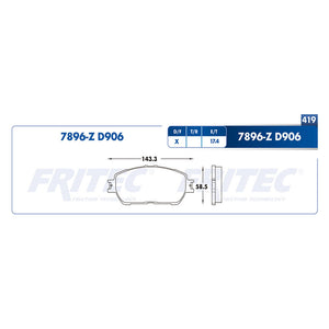 balata para freno de disco fritec formula azul delantera para toyota avalon 2005  part: m-7896-z