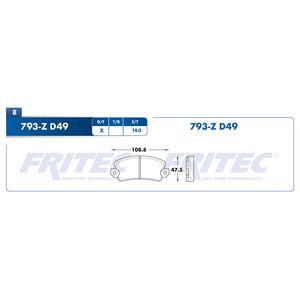 balata para freno de disco fritec formula azul delantera para renault r12 1980  part: m-793-z