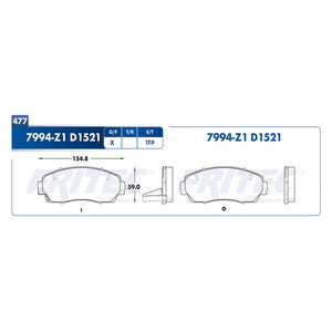 balata para freno de disco fritec formula specific delantera para acura truck rdx 2005  part: spc-7994-z1