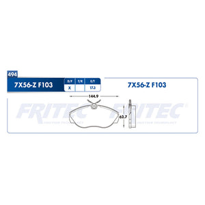 balata para freno de disco fritec formula azul delantera para renault truck trafic 2007  part: m-7x56-z