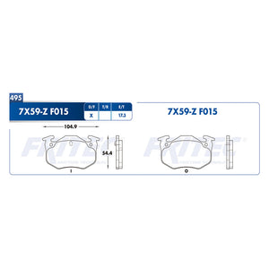 balata para freno de disco fritec formula azul trasera para peugeot 206 2000  part: m-7x59-z