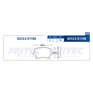 balata para freno de disco fritec formula azul trasera para audi a1 2011  part: m-8213-z