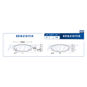 balata para freno de disco fritec formula azul trasera para subaru impreza 2009  part: m-8218-z